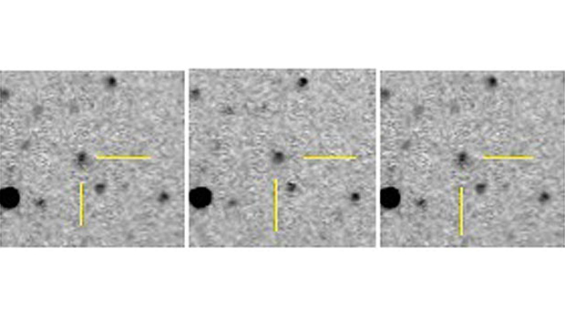 Imagens em sequência que revelaram a descoberta do C/2014 A4 SONEAR