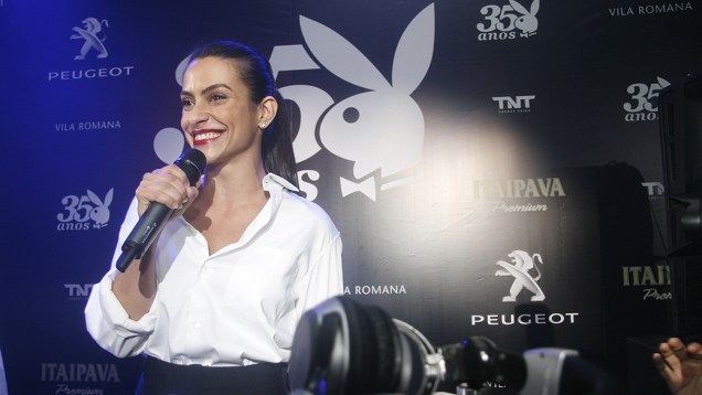 Cleo Pires, na festa de lançamento da edição de aniversário de 35 anos da revista Playboy, da qual foi capa, na Sociedade Hípica Brasileira