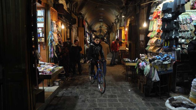 Aleppo Souk, maior mercado coberto do mundo, em Aleppo, Síria