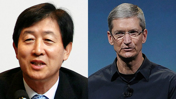 Tim Cook, CEO da Apple, negociará com Choi Gee-sung, o presidente Samsung