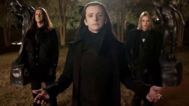 Christopher Heyerdahl, Michael Sheen e Jamie Campbell Bower em cena de Crepúsculo: Amanhecer - Parte 2