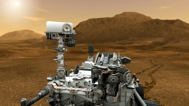 Ilustração mostra a parte móvel da Curiosity, usada para investigar a possibilidade de Marte suportar ou já ter suportado vida microbiana