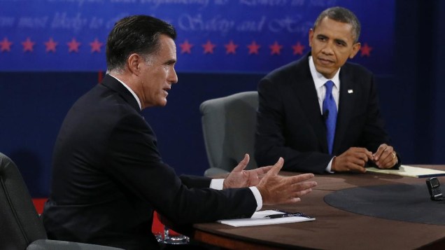 Barack Obama e Mitt Romney participam de debate nos Estados Unidos Barack Obama e Mitt Romney participam de debate nos Estados Unidos