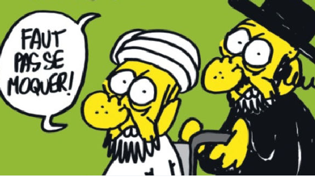 Detalhe da charge de Maomé publicada na revista 'Charlie Hebdo'