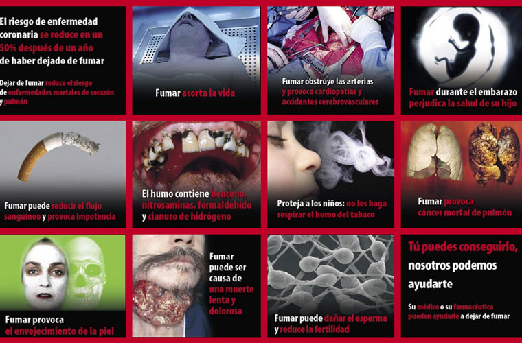 Governo espanhol aprova uso de imagens de advertência sobre os males do tabagismo nas embalagens de cigarro. As fotografias causaram polêmica no país pelo forte apelo visual. Os fabricantes terão um prazo máximo de doze meses para adotá-las.