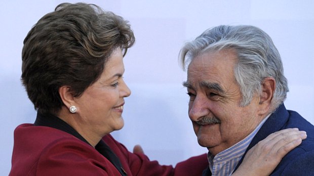 Dilma Rousseff e o presidente do Uruguai, José Mujica