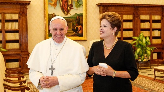 Dilma Rousseff durante audiência privada com o papa Francisco no Vaticano