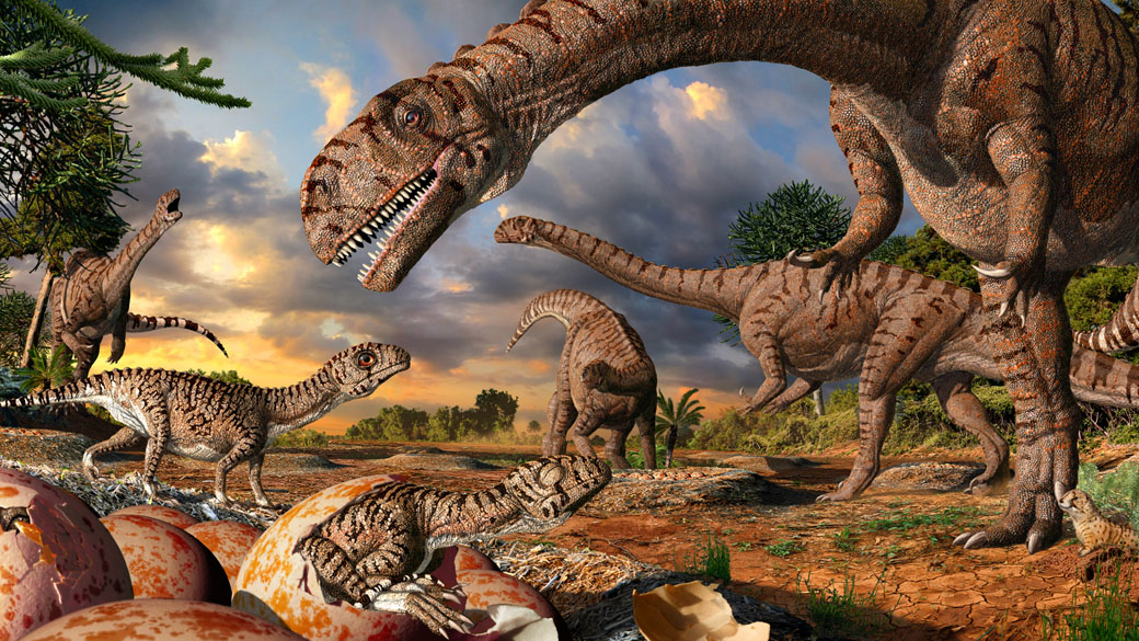Ilustração mostra como seriam os ninhos da espécie Massospondylus há 190 milhões anos