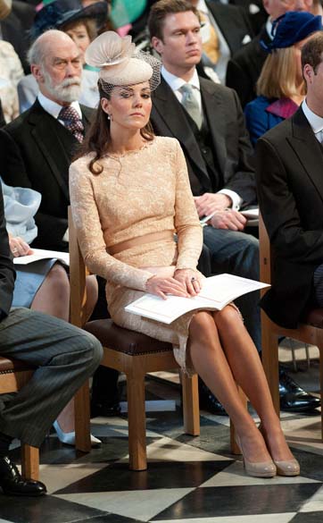 A duquesa de Cambridge, Kate Middleton, durante ação de graças em comemoração ao jubileu de diamante da rainha em Londres