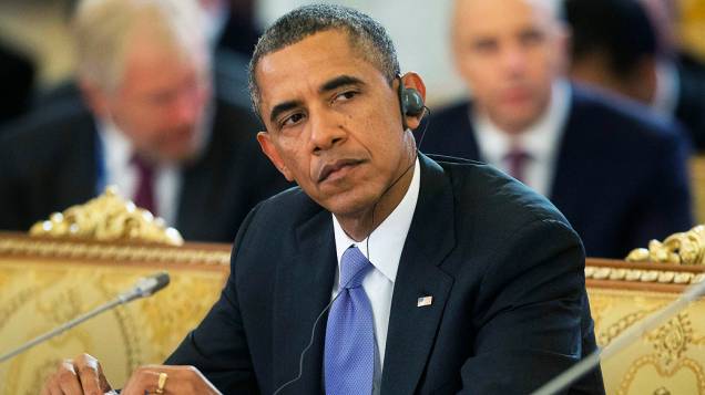Presidente dos Estados Unidos, Barack Obama durante reunião na cúpula do G20, em Strelna perto de São Petersburgo, Rússia
