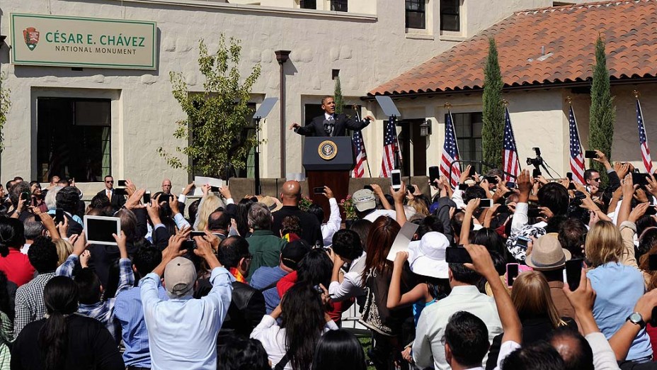 Barack Obama durante campanha em Keene, na Califórnia