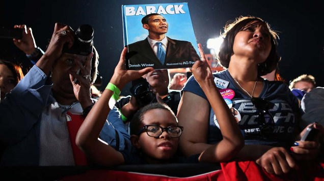 Eleitores de Barack Obama durante comício em Cleveland, Ohio