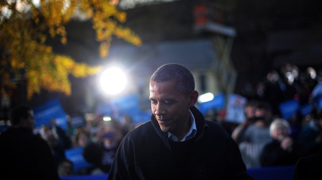Barack Obama durante campanha em Dubuque, Iowa