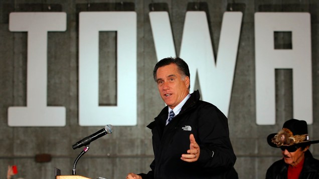 O candidato republicano Mitt Romney em Dubuque, Iowa