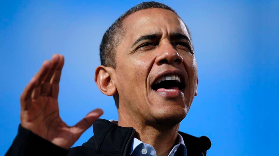 Barack Obama durante campanha em Concord, Estados Unidos