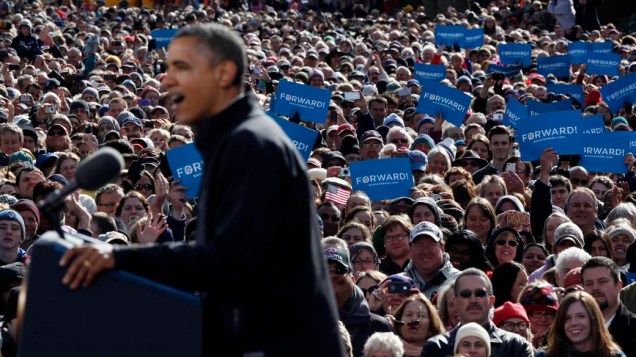 Barack Obama durante campanha em Concord, Estados Unidos