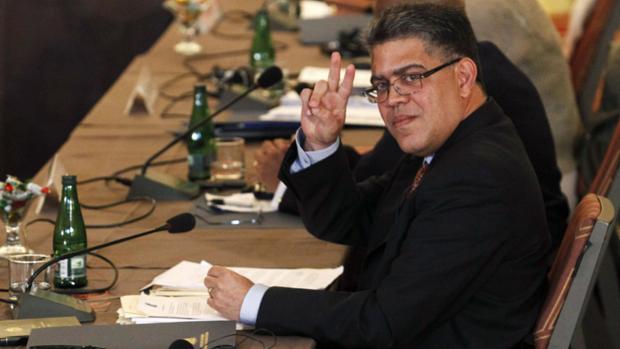 O chanceler venezuelano, Elías Jaua, durante reunião extraordinária da Unasul, em Santiago