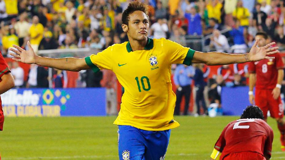 Neymar durante jogo amistoso do Brasil contra Portugal em Foxborough, Massachusetts