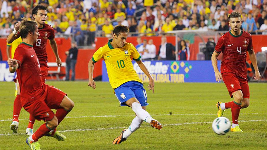 Neymar durante jogo amistoso do Brasil contra Portugal em Foxborough, Massachusetts