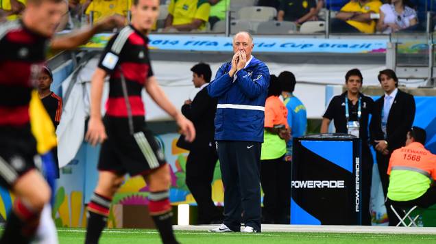 O técnico Luiz Felipe Scolari durante o jogo contra a Alemanha