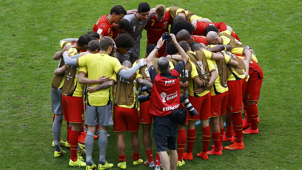 Seleção da Bélgica, no estádio do Maracanã, durante a Copa do Mundo de 2014, no Brasil
