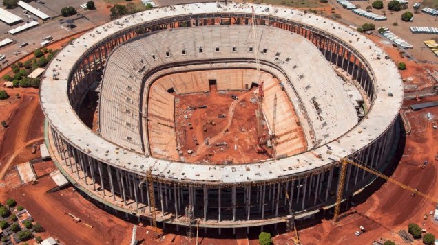 Obras do Estádio Nacional de Brasília no fim de outubro de 2012