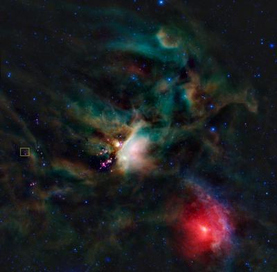 Imagem da Nasa mostra o complexo estelar Rho Ophiuchi e destaca a estrela IRAS 16293-2422, onde cientistas encontraram uma forma de açúcar