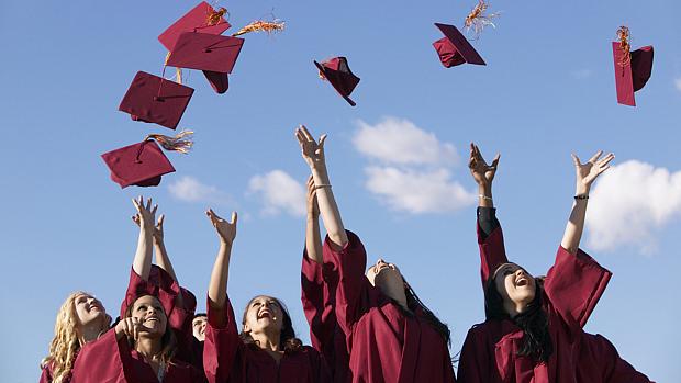 Estudantes na formatura