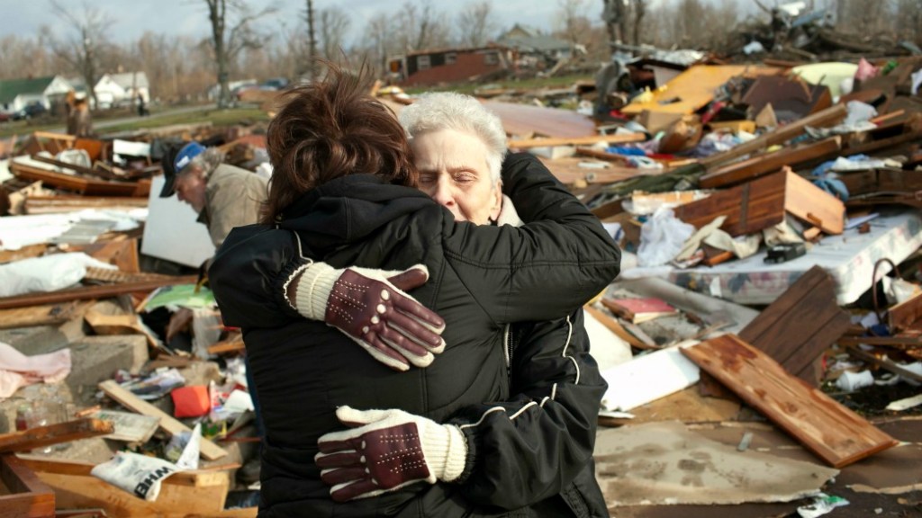 Cenário de destruição em Marysville, Indiana: a cidade foi varrida do mapa