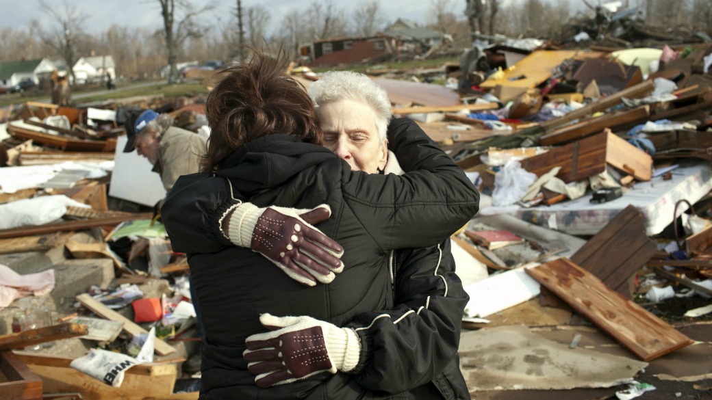 Cenário de destruição em Marysville, Indiana: a cidade foi varrida do mapa