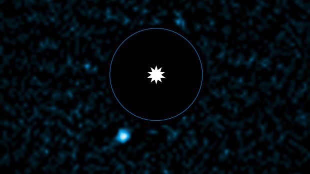Imagem feita pelo Very Large Telescope do planeta HD 95086 b, que tem de quatro a cinco vezes a massa de Júpiter e está a aproximadamente 300 anos-luz da Terra