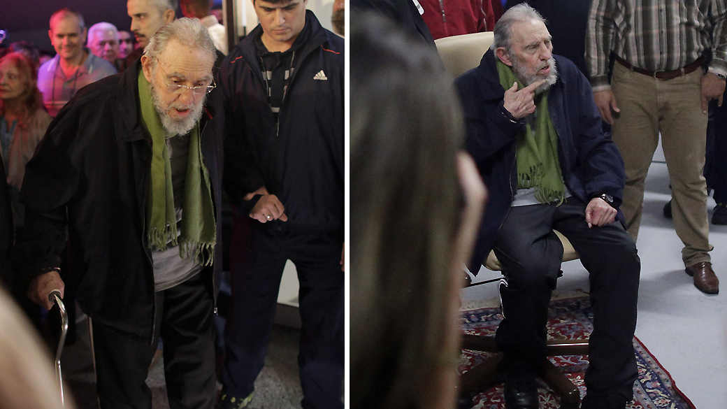 Fidel Castro na inauguração de uma galeria de arte em Havana