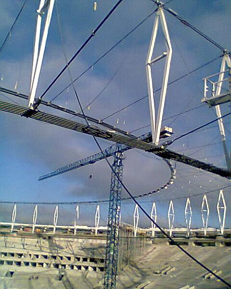 Estrutura do novo teto do Maracanã, tirada no dia 23 de janeiro de 2013