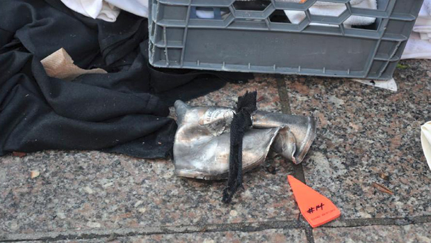 Fragmentos da bomba que explodiu na maratona de Boston