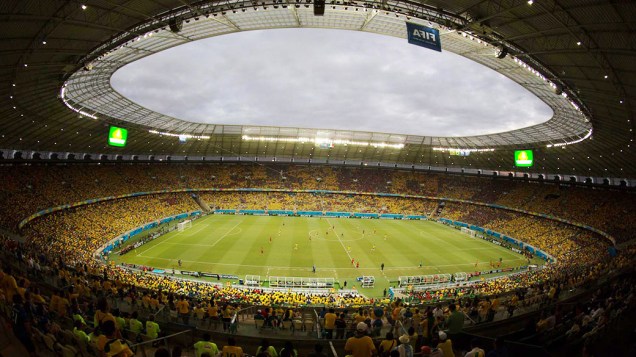 Vista geral da Arena Castelão durante o jogo entre Brasil e México, em Fortaleza