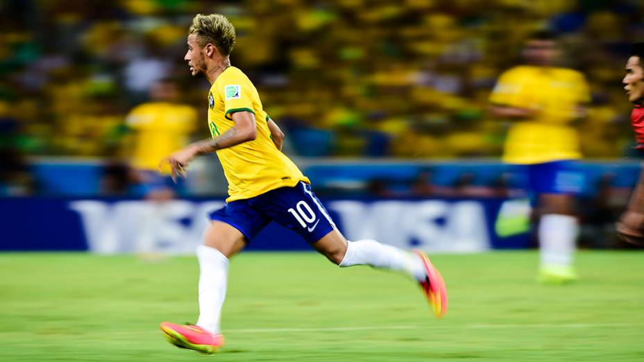 Neymar durante o jogo contra o México no Castelão, em Fortaleza