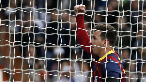 Messi comemora gol contra o Real Madri