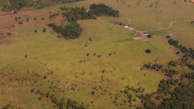 <p>Geoglifo com a forma de dois retângulos, na Fazenda Vinha, divisa entre os estados do Acre e Amazonas</p>