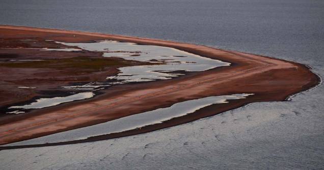 <p>Vista aérea da praia na baía de Barataria no estado da Lousiana, uma das áreas mais atingidas pelo vazamento de óleo no Golfo do México, em 2010, nos Estados Unidos</p>