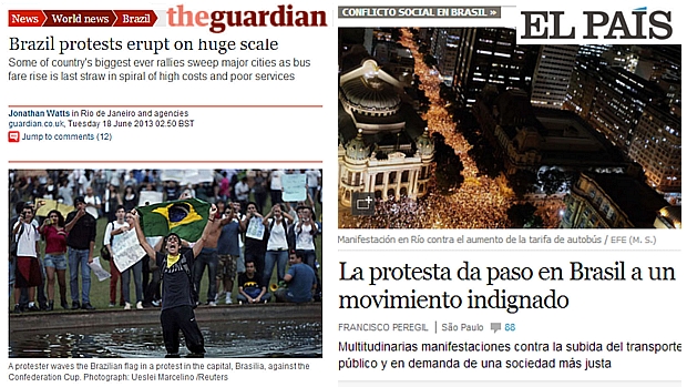 'The Guardian' e 'El País' colocaram manifestações na primeira página
