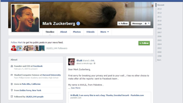 Hacker invade perfil de Mark Zuckerberg no Facebook