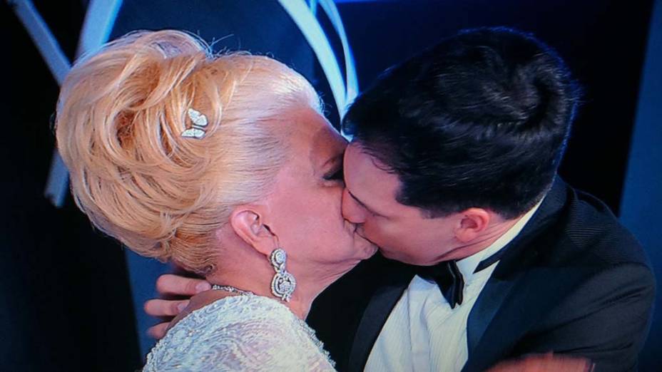 Hebe Camargo e Daniel Boaventura na gravação do programa de estreia de Hebe na Rede TV!