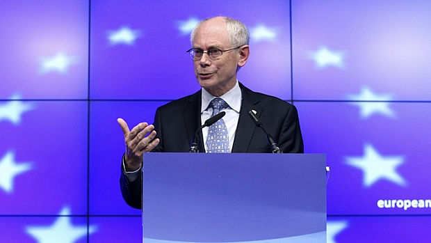 O presidente do Conselho Europeu, Herman Van Rompuy, durante a cúpula da UE em Bruxelas