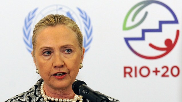 Secretária de Estado americana Hillary Clinton discursa durante Conferência das Nações Unidas sobre Desenvolvimento Sustentável, Rio +20