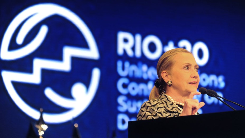 Secretária de Estado americana Hillary Clinton discursa durante Conferência das Nações Unidas sobre Desenvolvimento Sustentável, Rio +20