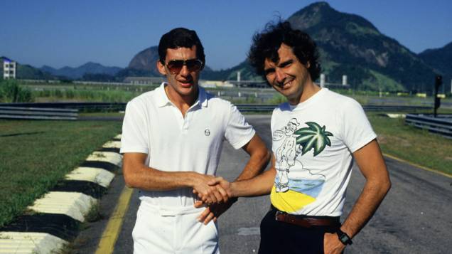 Ayrton Senna e Nelson Piquet no autódromo de Jacarepaguá em 1986
