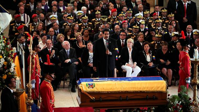 O vice-presidente da Venezuela Nicolas Maduro, no funeral de Estado de Hugo Chávez