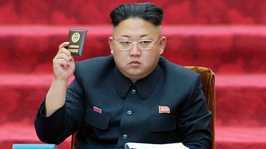 O ditador Kim Jong Un durante assembleia em Pyongyang, na Coreia do Norte