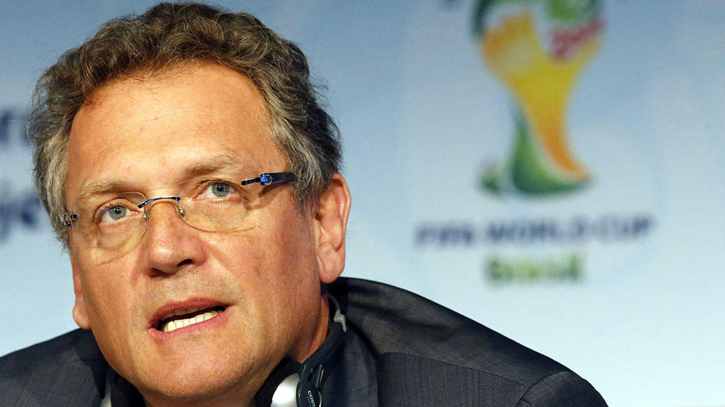 O secretário geral da FIFA, Jérôme Valcke, durante coletiva de imprensa, em São Paulo