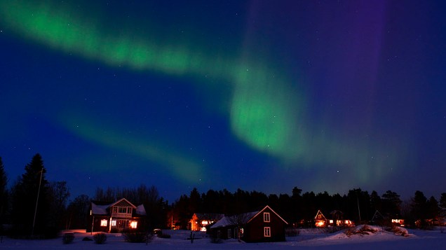 <p>Aurora Boreal é fotografada em Östersund, na Suécia</p>